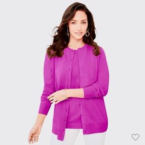 Jessica London fuchsia button front Fine Gauge Cardigan